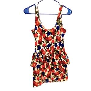 Women’s Retro/Vintage—1980s/1990s Style Floral Stretchy Tank Dress. Size Small.